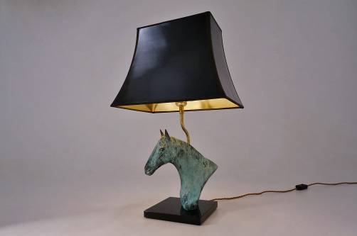 Vintage horse lamp brass by `Lustrerie Massive`, 1970`s, Belgian